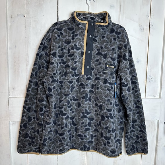 Columbia Men's Helvetia 1/2 Snap Printed Jacket Sz XL Black Retroscape NWT - Picture 1 of 11